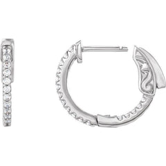 14K White Gold 1/3 CTW Lab-Grown Diamond Inside-Outside 15.5 mm Hinged Hoop Earrings