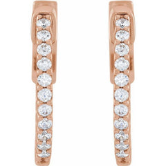 14K Rose Gold 1/3 CTW Lab-Grown Diamond Inside-Outside 15.5 mm Hinged Hoop Earrings