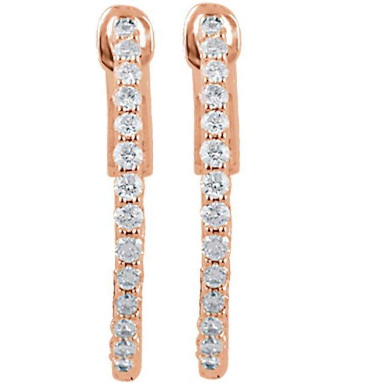 14K Rose Gold 1/2 CTW Lab-Grown Diamond Inside-Outside 19 mm Hinged Hoop Earrings