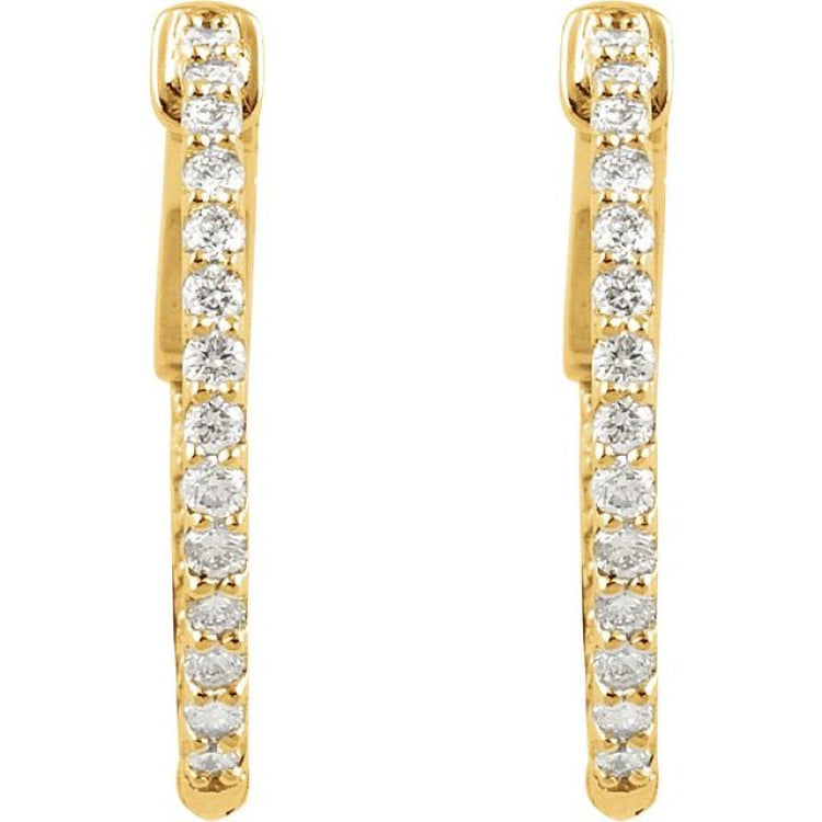 14K Yellow Gold 1 CTW Lab-Grown Diamond Inside-Outside 26.5 mm Hinged Hoop Earrings