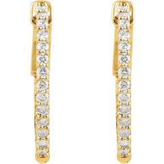 14K Yellow Gold 1 CTW Lab-Grown Diamond Inside-Outside 26.5 mm Hinged Hoop Earrings