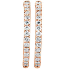 14K Rose Gold 2 CTW Lab-Grown Diamond Inside-Outside 29.5 mm Hinged Hoop Earrings