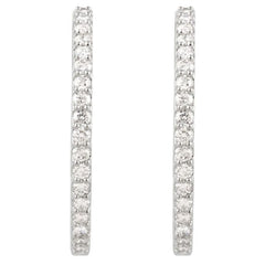 14K White Gold 3 CTW Lab-Grown Diamond Inside-Outside 34.5 mm Hinged Hoop Earrings