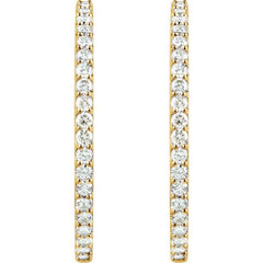 14K Yellow Gold 5 CTW Lab-Grown Diamond Inside-Outside 41.5 mm Hinged Hoop Earrings