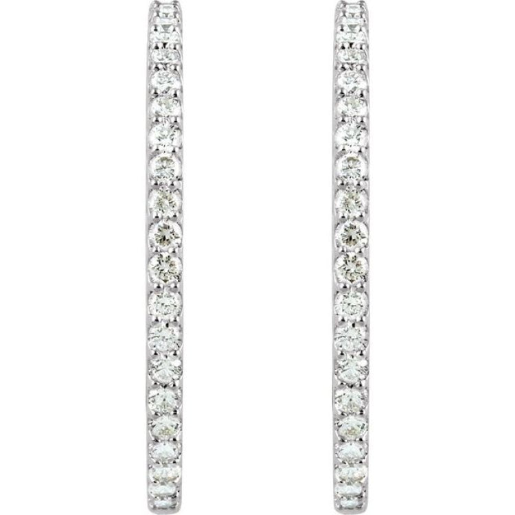 14K White Gold 5 CTW Lab-Grown Diamond Inside-Outside 41.5 mm Hinged Hoop Earrings