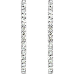 14K White Gold 5 CTW Lab-Grown Diamond Inside-Outside 41.5 mm Hinged Hoop Earrings