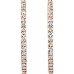 14K Rose Gold 5 CTW Lab-Grown Diamond Inside-Outside 41.5 mm Hinged Hoop Earrings