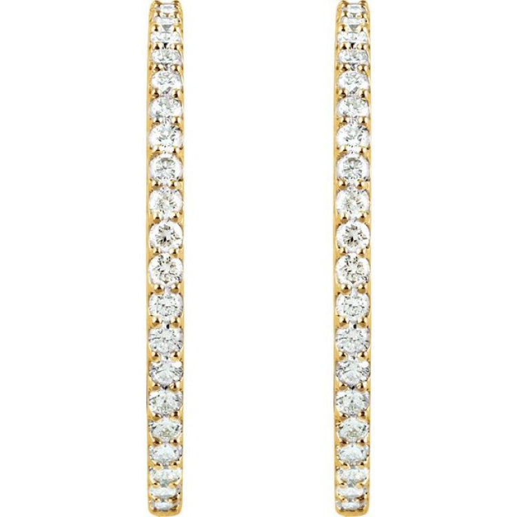 14K Yellow Gold 6 1/2 CTW Lab-Grown Diamond Inside-Outside 51 mm Hinged Hoop Earrings