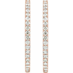 14K Rose Gold 6 1/2 CTW Lab-Grown Diamond Inside-Outside 51 mm Hinged Hoop Earrings