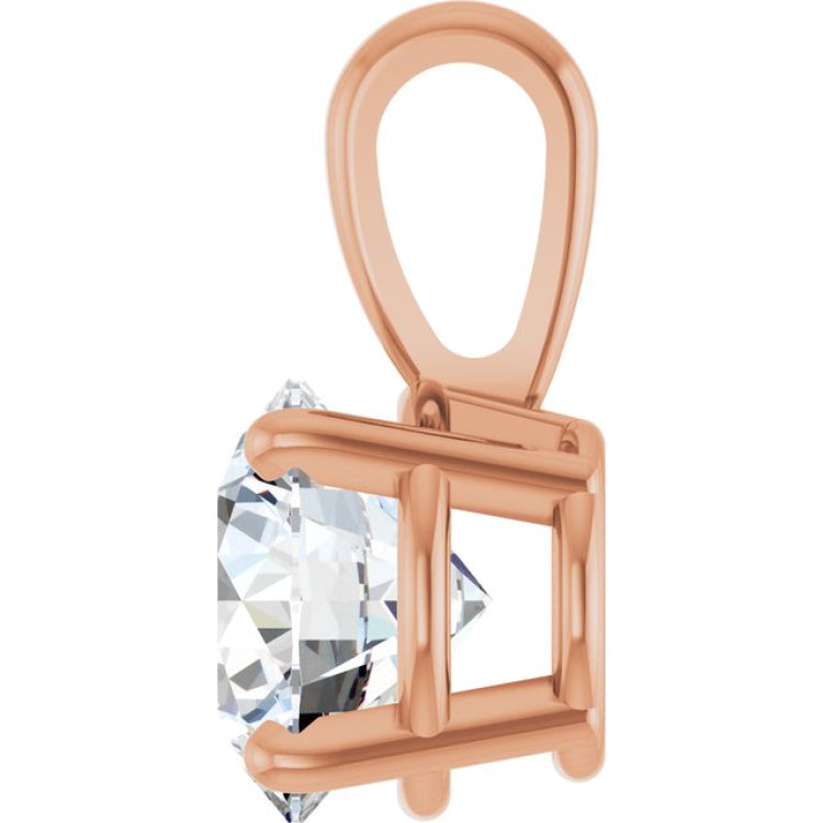 14K Rose Gold 1 CT Natural Diamond Pendant