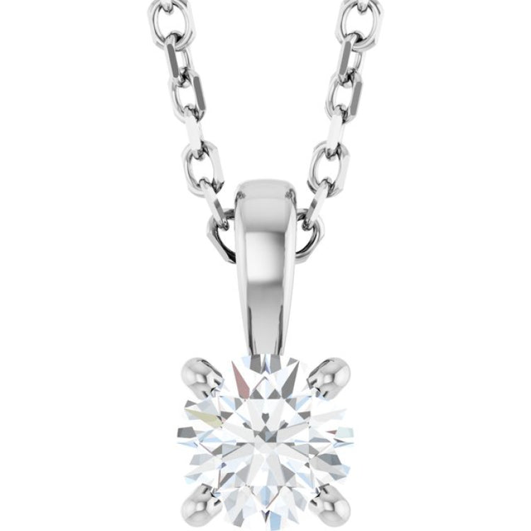 14K White Gold 1/4 CT Natural Diamond 18" Necklace