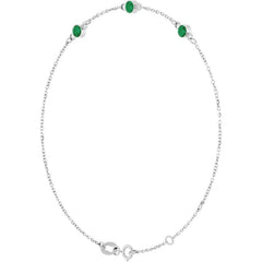14K White Gold Natural Emerald Bezel-Set 3-Stone 6 1/2-7 1/2" Bracelet