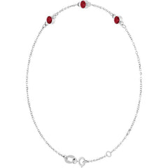 14K White Gold Natural Ruby Bezel-Set 3-Stone 6 1/2-7 1/2" Bracelet