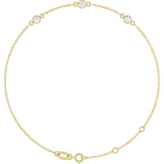 14K Yellow Gold Natural White Sapphire Bezel-Set 3-Stone 6 1/2-7 1/2" Bracelet