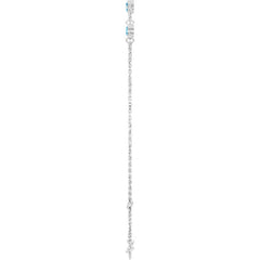 14K White Gold Natural Blue Zircon Bezel-Set 3-Stone 6 1/2-7 1/2" Bracelet
