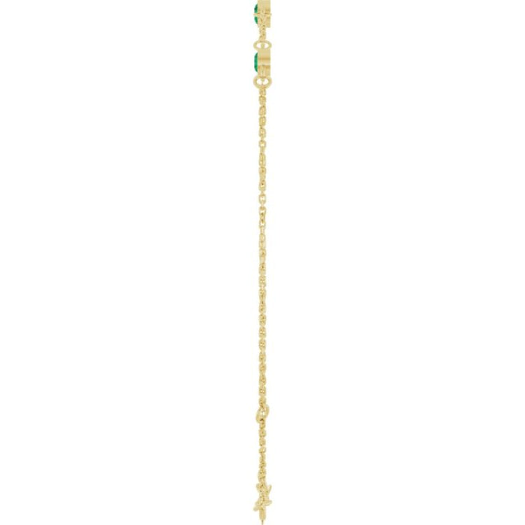 14K Yellow Gold Lab-Grown Emerald Bezel-Set 3-Stone 6 1/2-7 1/2" Bracelet