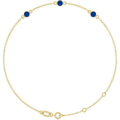 14K Yellow Gold Natural Blue Sapphire Bezel-Set 3-Stone 6 1/2-7 1/2" Bracelet