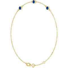 14K Yellow Gold Natural Blue Sapphire Bezel-Set 3-Stone 6 1/2-7 1/2" Bracelet