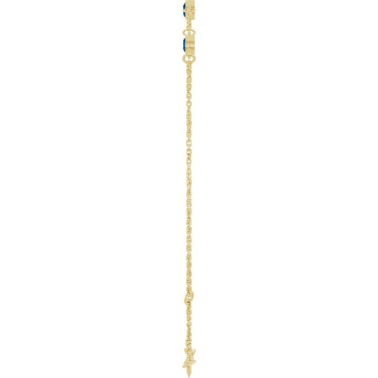 14K Yellow Gold Natural Blue Sapphire Bezel-Set 3-Stone 6 1/2-7 1/2" Bracelet
