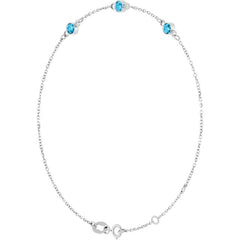 14K White Gold Natural Aquamarine Bezel-Set 3-Stone 6 1/2-7 1/2" Bracelet