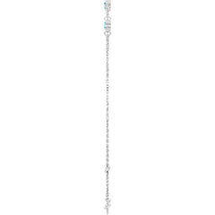 14K White Gold Natural Aquamarine Bezel-Set 3-Stone 6 1/2-7 1/2" Bracelet