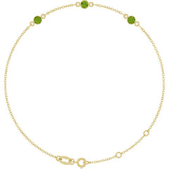 14K Yellow Gold Natural Peridot Bezel-Set 3-Stone 6 1/2-7 1/2" Bracelet