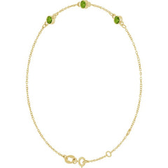 14K Yellow Gold Natural Peridot Bezel-Set 3-Stone 6 1/2-7 1/2" Bracelet
