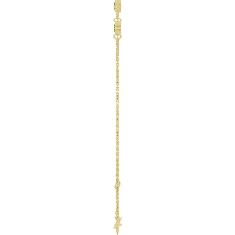 14K Yellow Gold Natural Peridot Bezel-Set 3-Stone 6 1/2-7 1/2" Bracelet