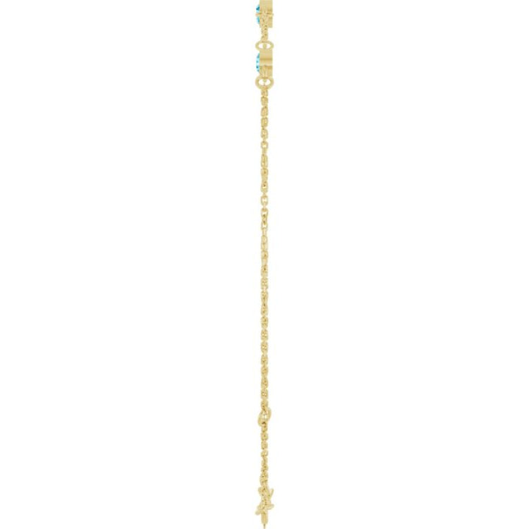 14K Yellow Gold Natural Aquamarine Bezel-Set 3-Stone 6 1/2-7 1/2" Bracelet