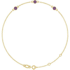 14K Yellow Gold Lab-Grown Alexandrite Bezel-Set 3-Stone 6 1/2-7 1/2" Bracelet
