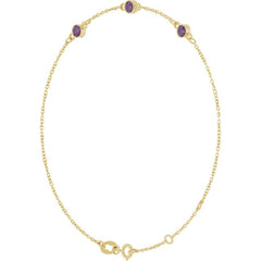14K Yellow Gold Lab-Grown Alexandrite Bezel-Set 3-Stone 6 1/2-7 1/2" Bracelet