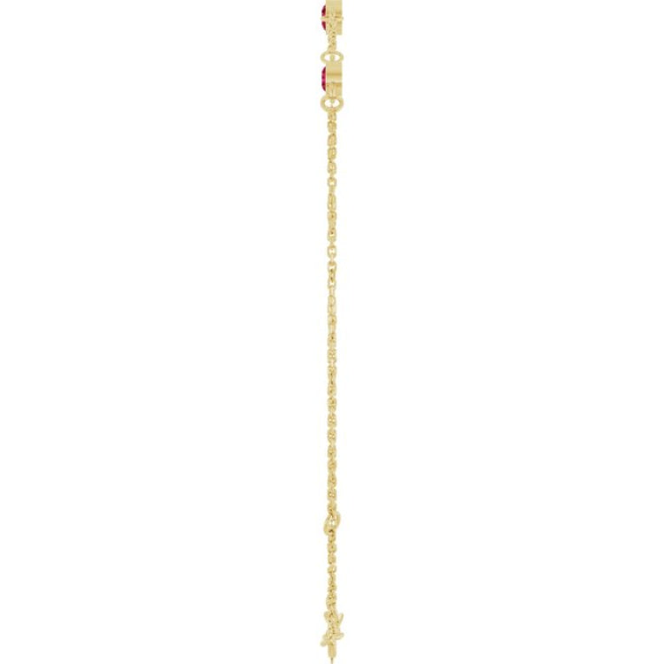 14K Yellow Gold Natural Ruby Bezel-Set 3-Stone 6 1/2-7 1/2" Bracelet