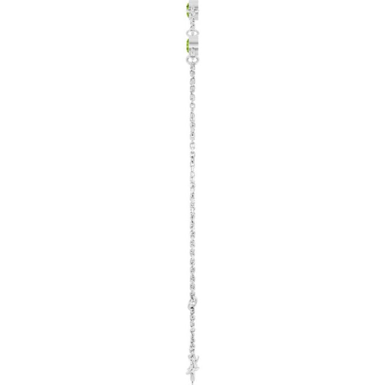 14K White Gold Natural Peridot Bezel-Set 3-Stone 6 1/2-7 1/2" Bracelet