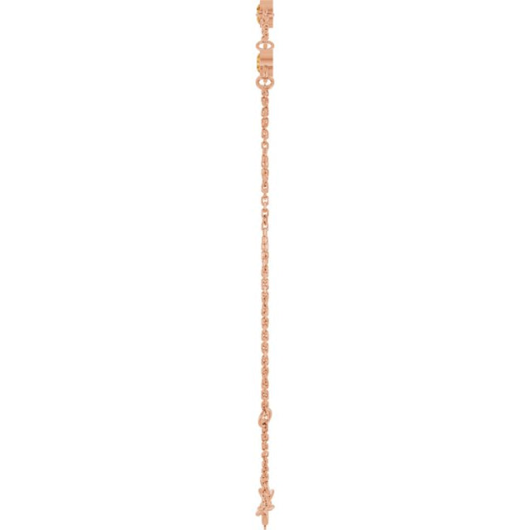 14K Rose Gold Natural Citrine Bezel-Set 3-Stone 6 1/2-7 1/2" Bracelet