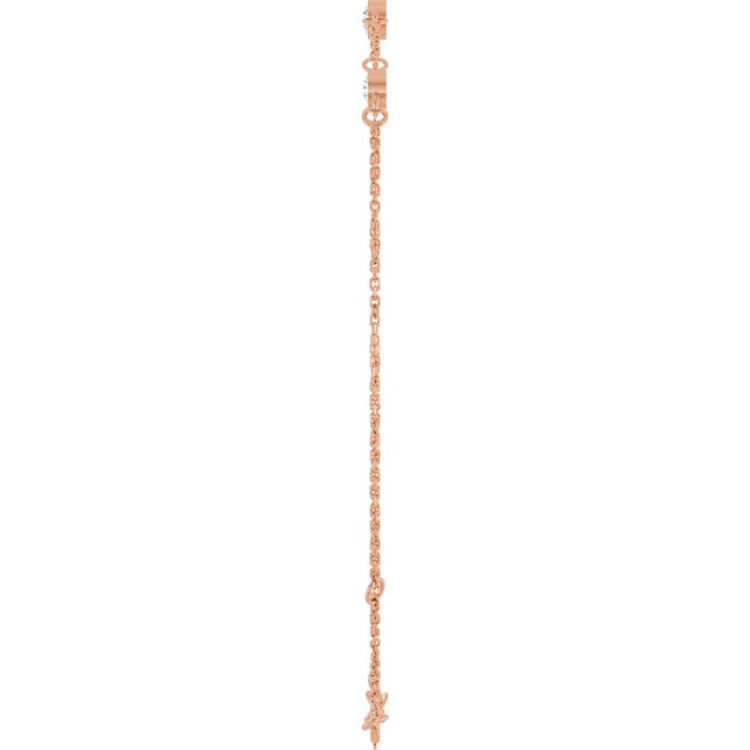 14K Rose Gold Natural White Sapphire Bezel-Set 3-Stone 6 1/2-7 1/2" Bracelet