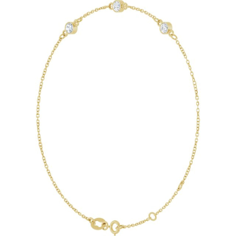 14K Yellow Gold 1/4 CTW Natural Diamond Bezel-Set 3-Stone 6 1/2-7 1/2" Bracelet