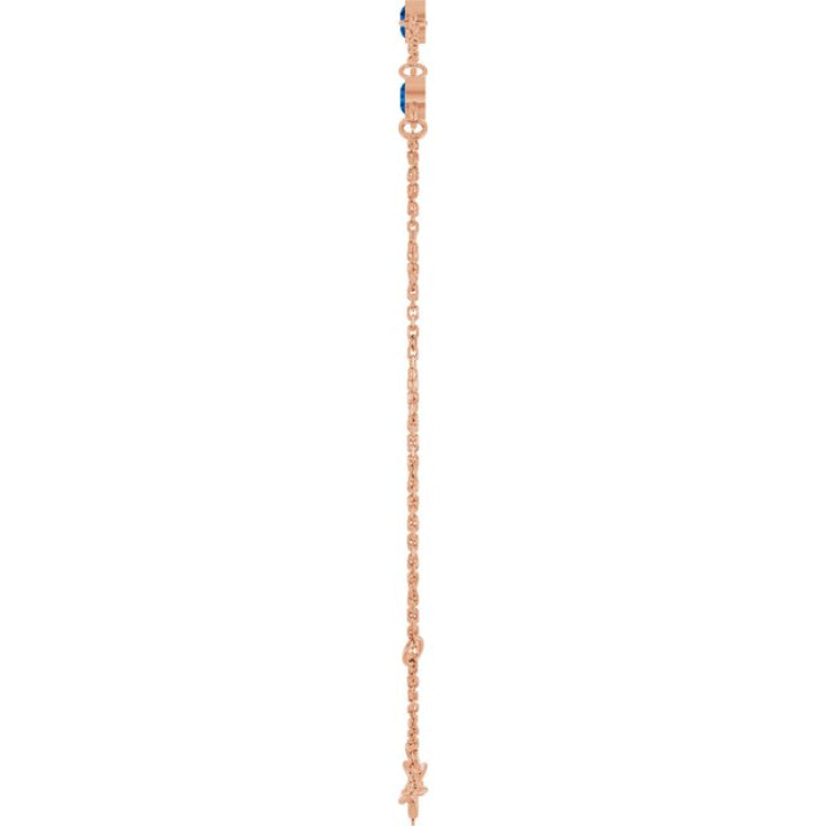 14K Rose Gold Natural Blue Sapphire Bezel-Set 3-Stone 6 1/2-7 1/2" Bracelet