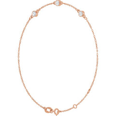 14K Rose Gold 1/3 CTW Lab-Grown Diamond Bezel-Set 3-Stone 6 1/2-7 1/2" Bracelet