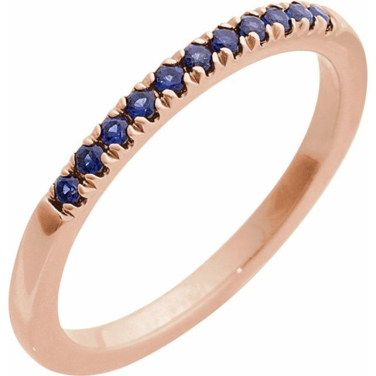 14K Rose Gold Natural Blue Sapphire Stackable Ring