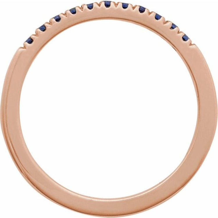 14K Rose Gold Natural Blue Sapphire Stackable Ring