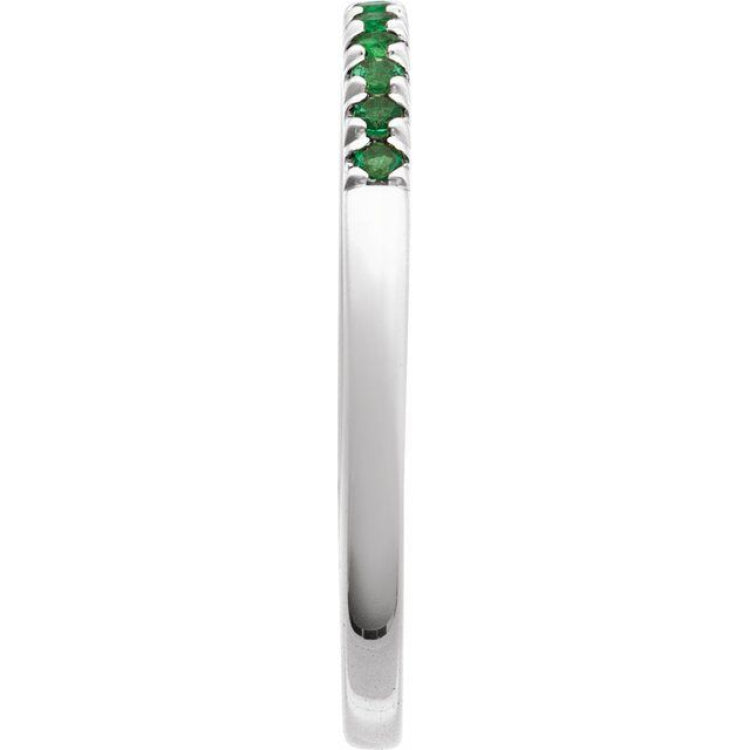 14K White Gold Natural Emerald Stackable Ring