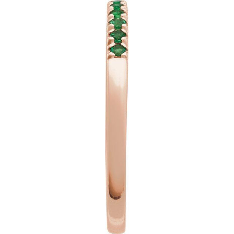 14K Rose Gold Natural Emerald Stackable Ring