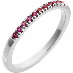 14K White Gold Natural Ruby Stackable Ring