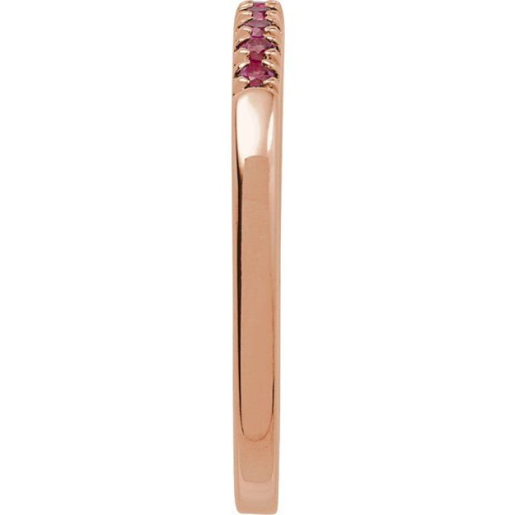 14K Rose Gold Natural Ruby Stackable Ring