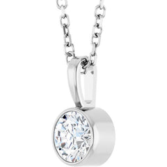 Sterling Silver 1/3 CT Natural Diamond Bezel-Set Solitaire 16-18" Necklace