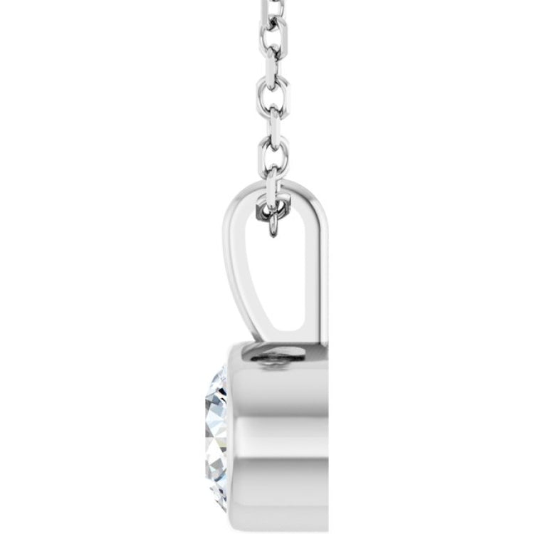 Sterling Silver 1/3 CT Natural Diamond Bezel-Set Solitaire 16-18" Necklace