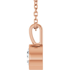 14K Rose Gold 1/2 CT Natural Diamond Bezel-Set Solitaire 16-18" Necklace