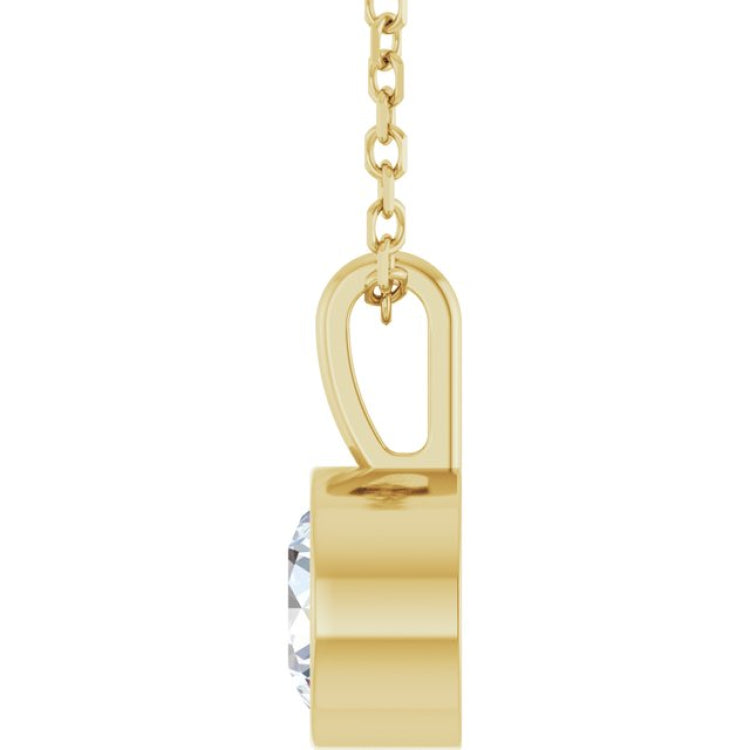 14K Yellow Gold 5/8 CT Natural Diamond Bezel-Set Solitaire 16-18" Necklace