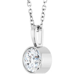 Sterling Silver 5/8 CT Natural Diamond Bezel-Set Solitaire 16-18" Necklace
