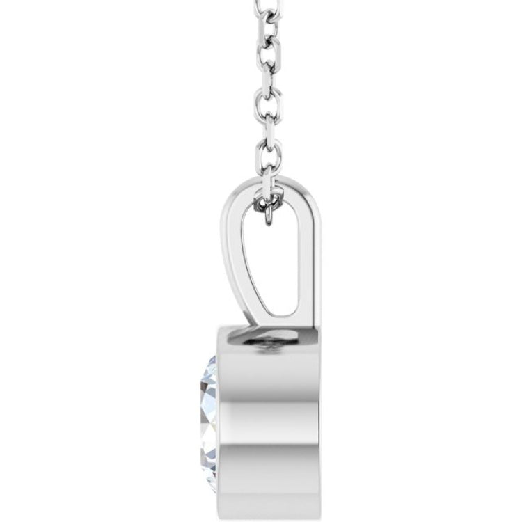 Platinum 5/8 CT Natural Diamond Bezel-Set Solitaire 16-18" Necklace
